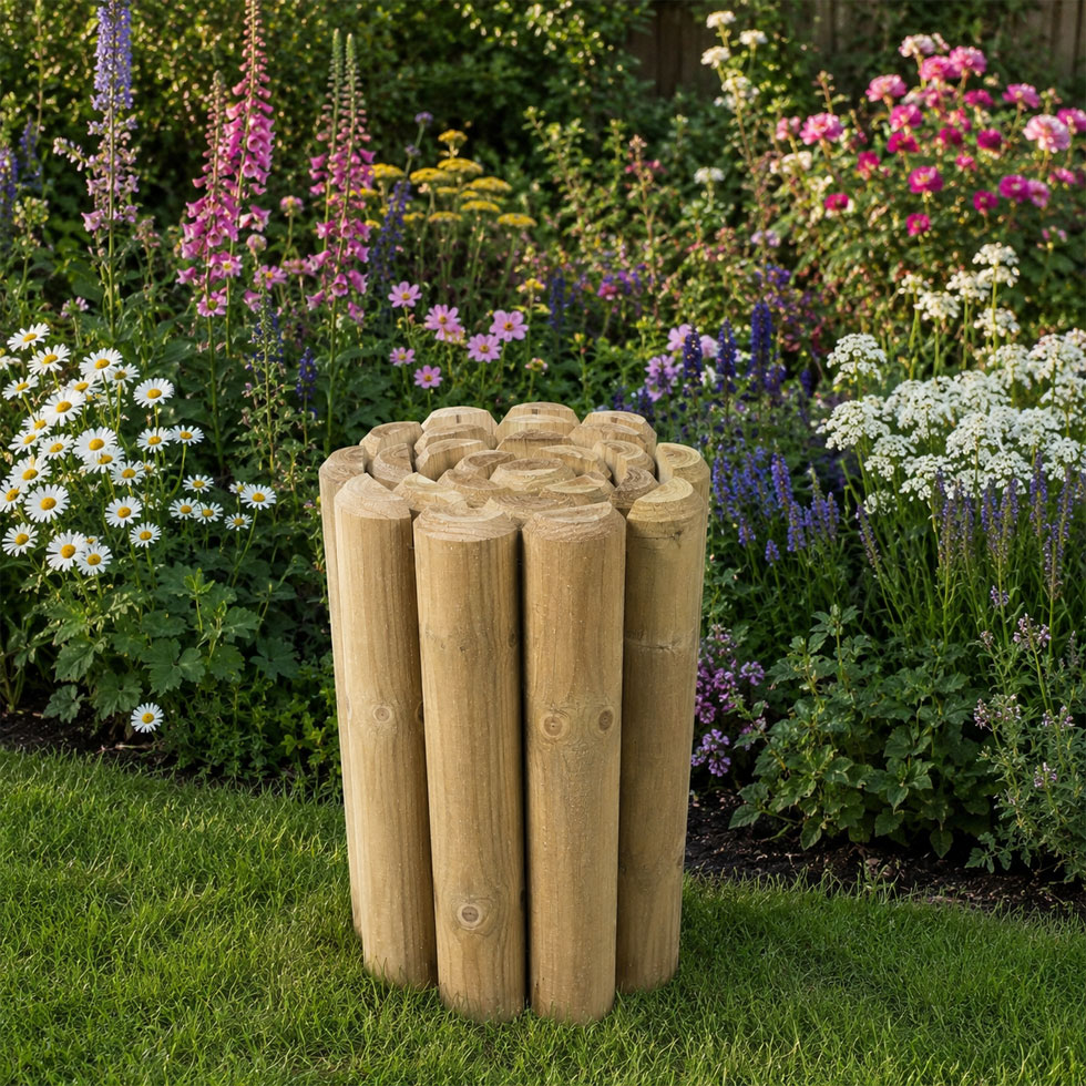 Log roll Edging - 1.8 metres long x 375mm high - Log Rolls