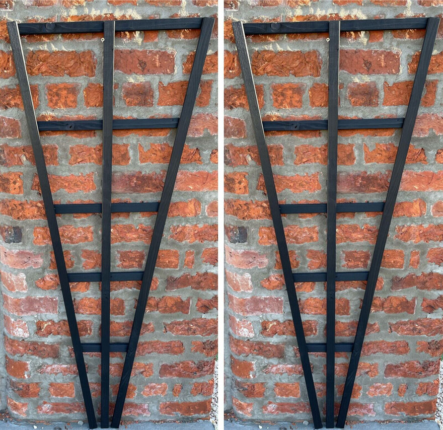 Fan Wooden Trellises Charcoal Black 2 Pcs