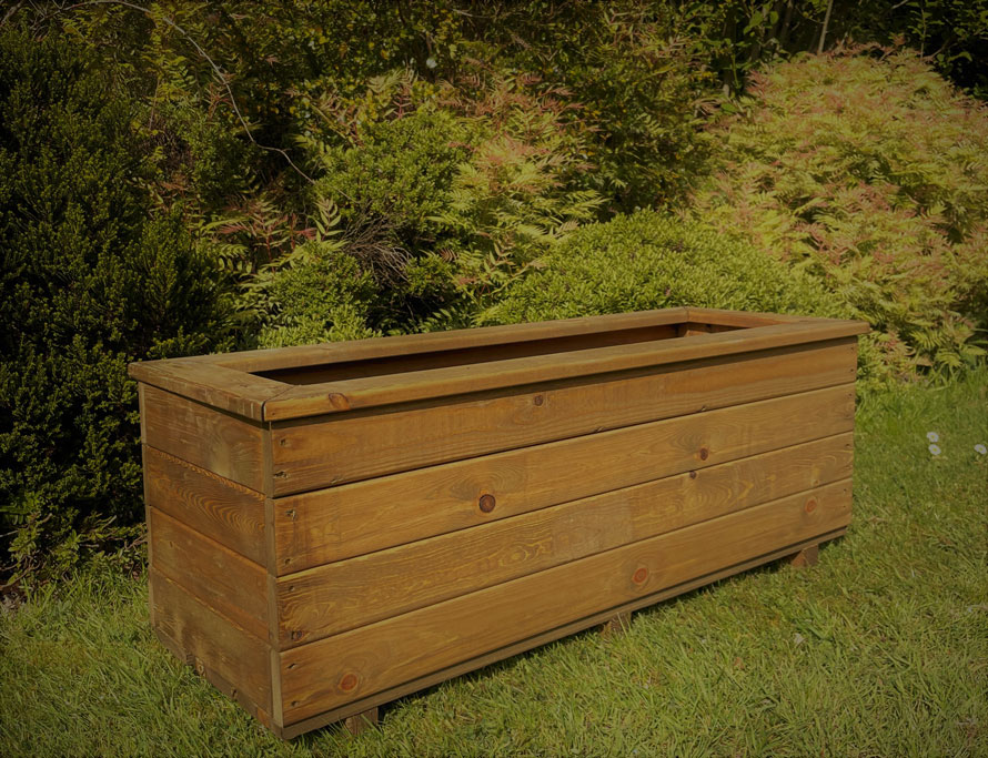 Deep Long Rectangular Wooden Planter Box