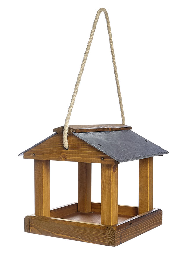 Hanging Bird Table Slate Roof Garden, Wooden Bird Houses Uk