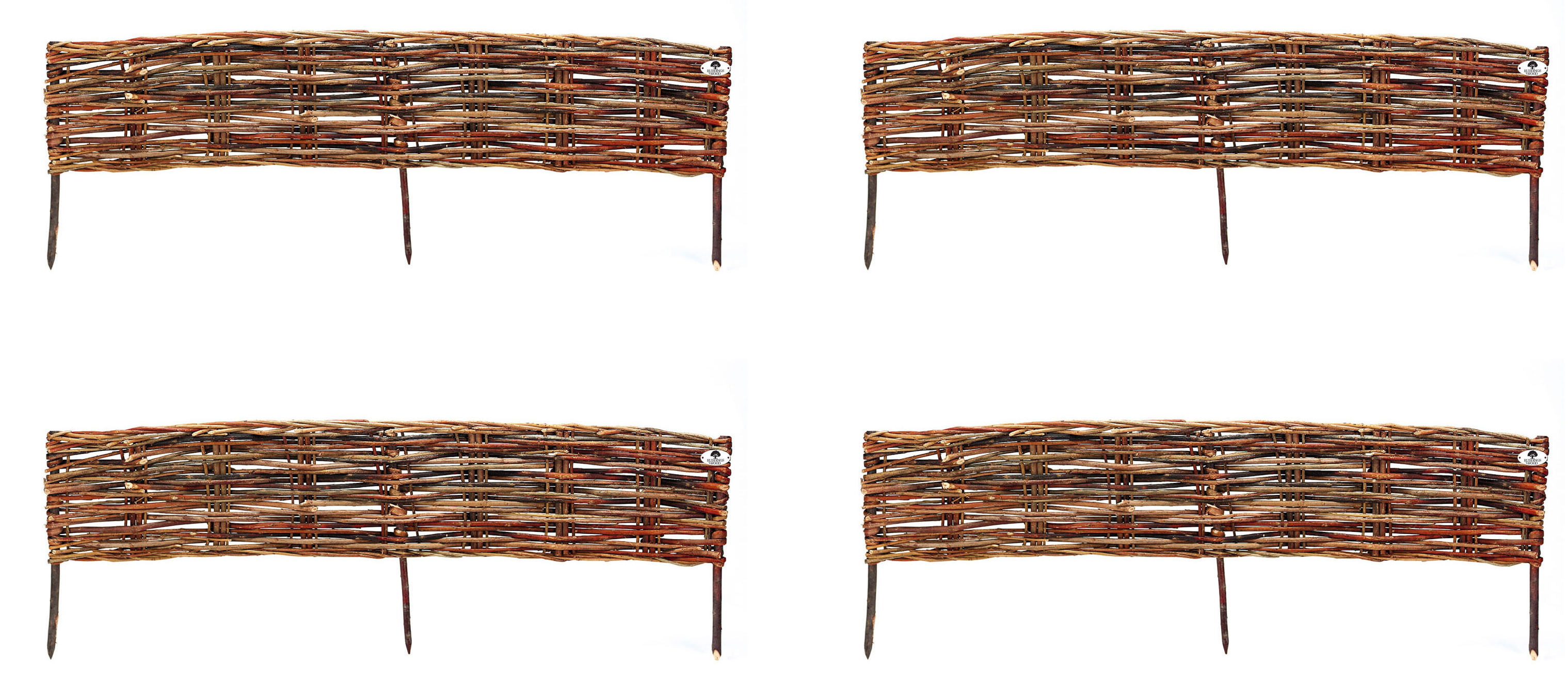 Pack of 4 Traditional Willow Garden Border Hurdle Edging 120cm x 35cm